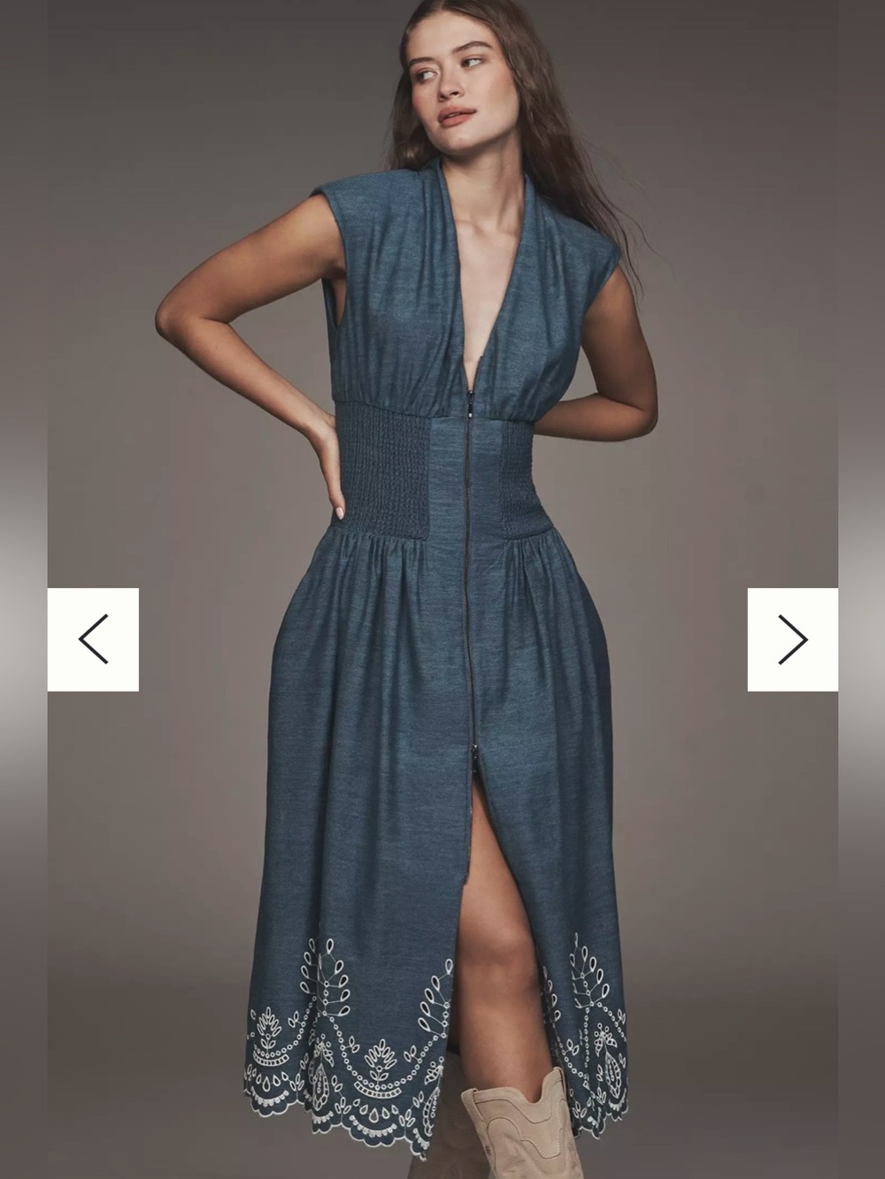 Tommie Denim Eyelet Trim Dresses